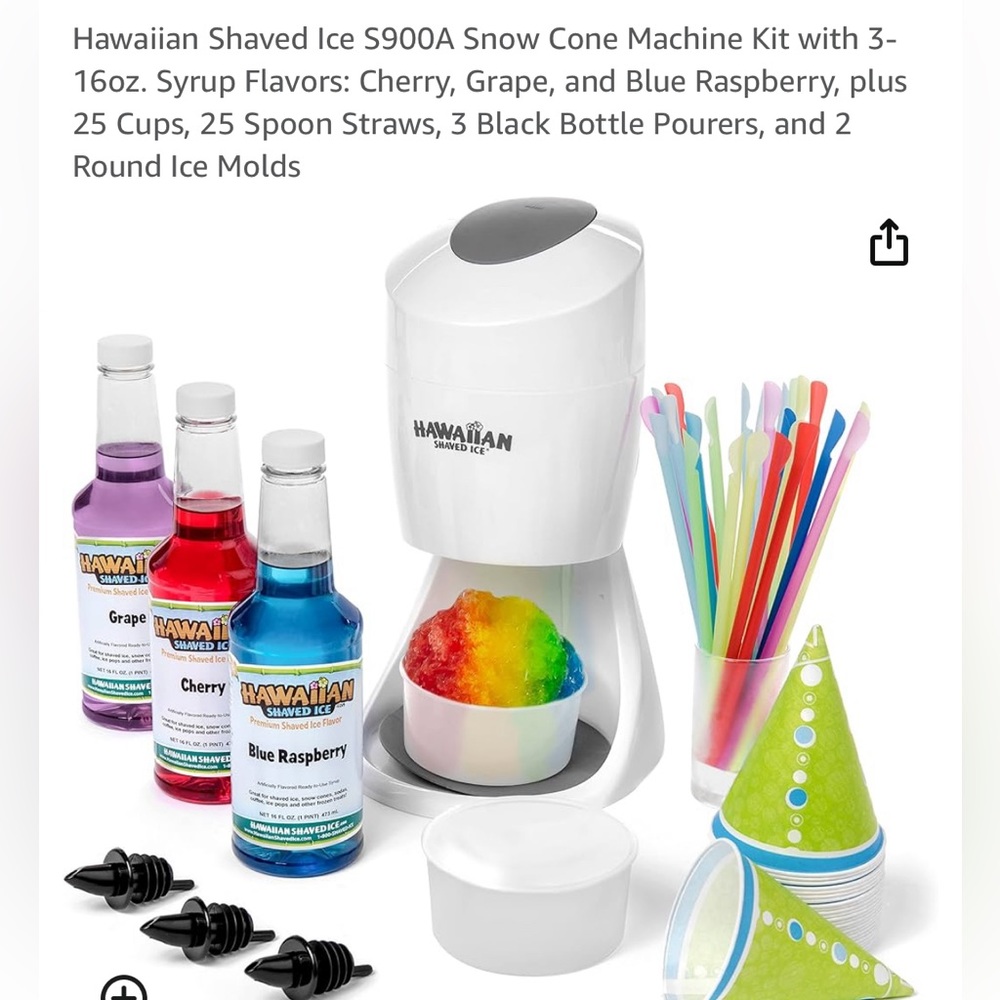 Hawaiian Shaved Ice S900A Snow Cone Machine Kit